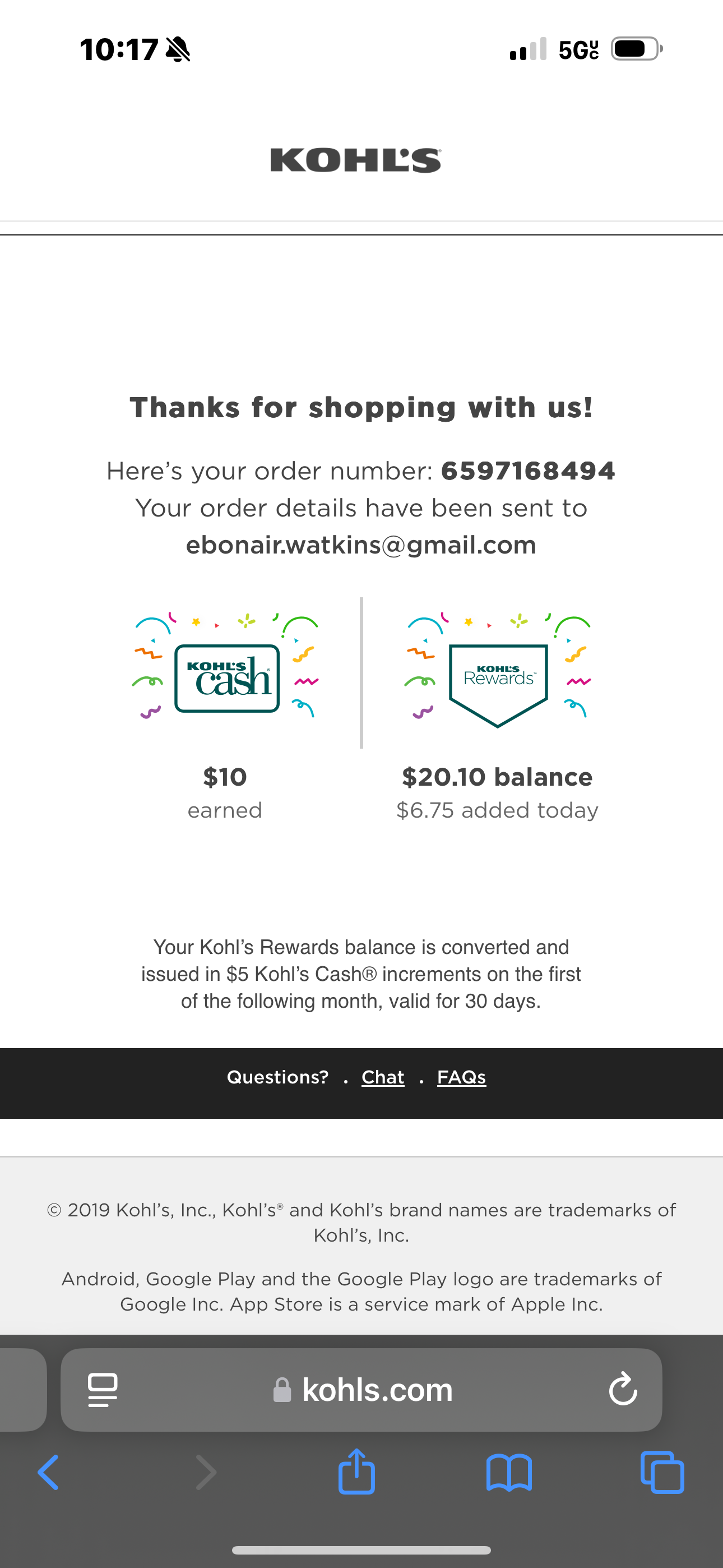 Kohl's (Cash, GC's, PM's) • 11/15/2024 09:57